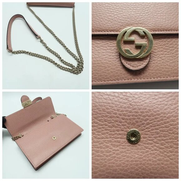 GUCCI Interlocking Pink Leather Shoulder Bag 643-040825 - Picture 7 of 12